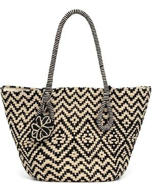 INTROPIA Woven Flower Charm Satchel - White