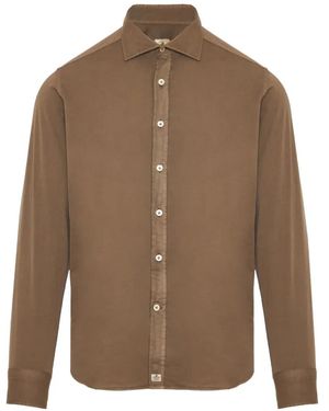 Sonrisa Camisa Con Cuello De Pico - Marrón