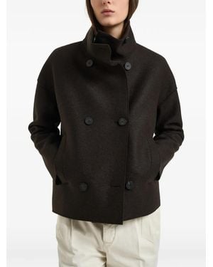 Harris Wharf London Double-Breasted High-Neck Jacket - Black