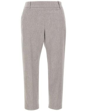 Eleventy Pressed-Crease Pants - Grey