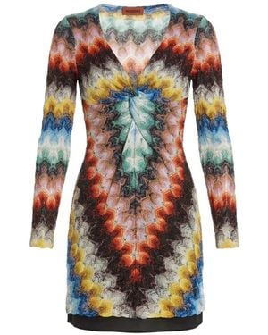 Missoni V-Neck Patterned Mini Dress - White