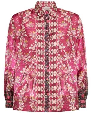 Pierre Louis Mascia Aloe Long-Sleeve Floral Shirt - Pink