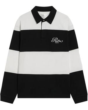 FRAME X Ritz Paris Stripped Rugby Polo Top - Black
