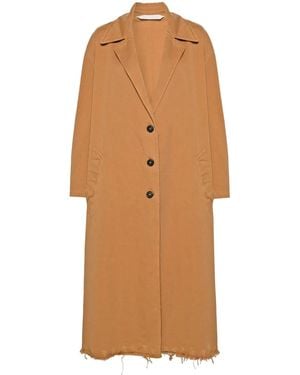 Palm Angels Raw Cut-Hem Single-Breasted Coat - Brown