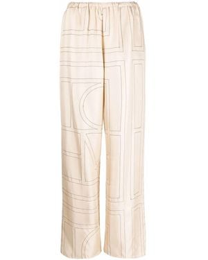 TOTEME Monogram Silk Pyjama Trousers - Natural