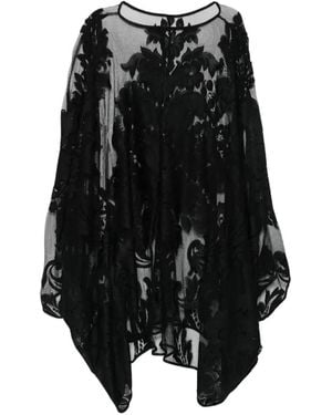 Norma Kamali Mini Floral-Devoré Mesh Dress - Black