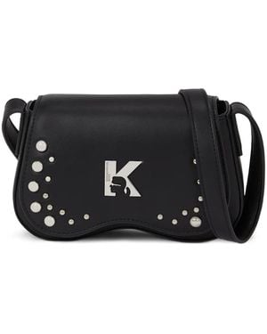 Karl Lagerfeld Mini Stud-Embellished Cross Body Bag - Black