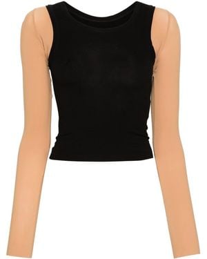 MM6 by Maison Margiela Numbers-Motif Layered Top - Black