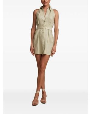 Hevron Belted Cutout-Detail Dress - Natural