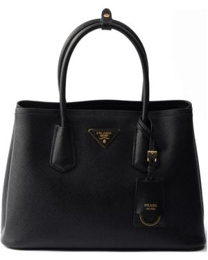 Prada Double Medium Saffiano Leather Bag - Black