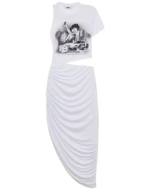 Gcds Asymmetrisches Betty Boop Kleid Mit Cut-Out - Weiß