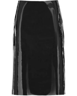 Ferragamo Patent-Leather Pencil Skirt - Black