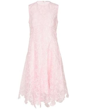 Cecilie Bahnsen Coranita Embroidered Midi Dress - Pink