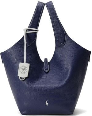 Polo Ralph Lauren Wimbledon Polo Play Leather Tote Bag - Blue
