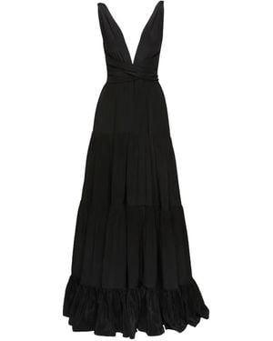 Azeeza Vestido Largo Callan Con Cuello En V - Negro