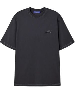 A_COLD_WALL* Logo-Print Contrast-Stitch T-Shirt - Blue