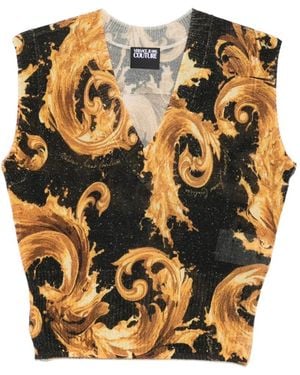 Versace Jeans Couture V-Neck Baroque-Print Vest - Metallic