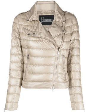 Herno Quilted Zip-Up Jacket - Natural