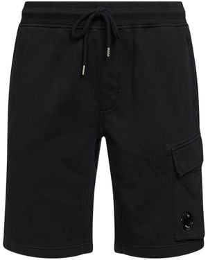 C.P. Company Ribbed Elasticated Shorts - Black