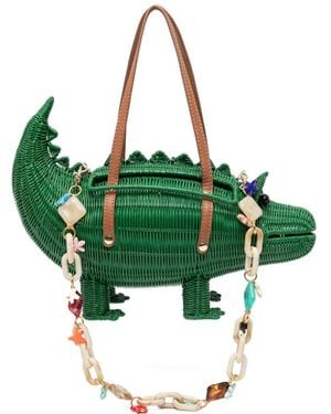 Serpui Crocodile-Motif Tote Bag - Green