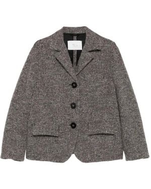 Tela Solare Single-Breasted Textured Coat - Grey