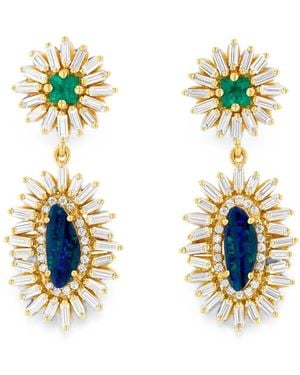 Suzanne Kalan Emerald And Opal-Embellishment Earrings - Metallic