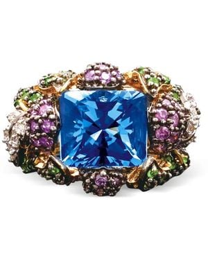 Anabela Chan 18Kt Geelgouden Blueberry Ring Met Edelsteen - Blauw