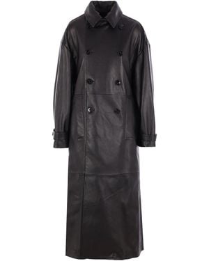 Ann Demeulemeester レザー ダブルコート - ブラック