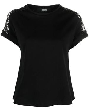Herno レースディテール Tシャツ - ブラック