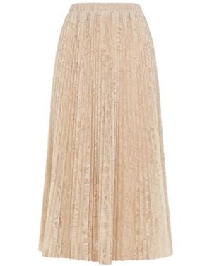 Ermanno Scervino Pleated Lace Skirt - Natural
