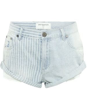 One Teaspoon Gestreifte Bandits Jeans-Shorts - Blau