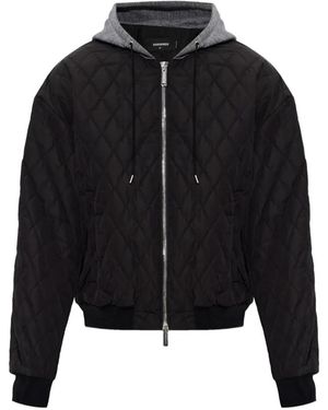 DSquared² Hooded Quilted Bomber Jacket - Black