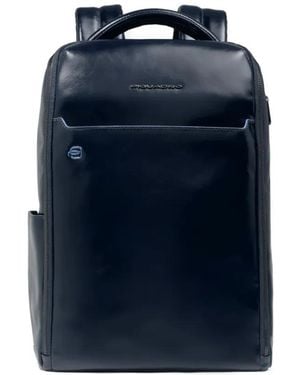 Piquadro Logo-Plaque Backpack - Blue