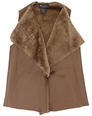 Loro Piana Tie-Fastening Shearling Waistcoat - Brown