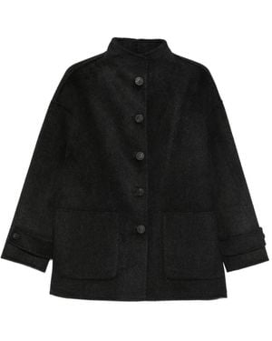 The Dynamis Studio High-Neck Patch-Pocket Coat - Black