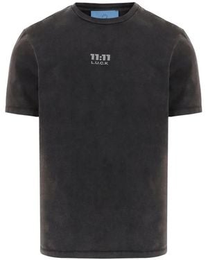 11 11 L.U.C.K. Logo-Print Cotton T-Shirt - Black
