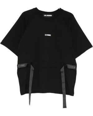 Les Hommes Logo-Embroidered T-Shirt - Black