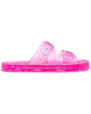 Gcds Flat Slippers With Printed Logo - Pink