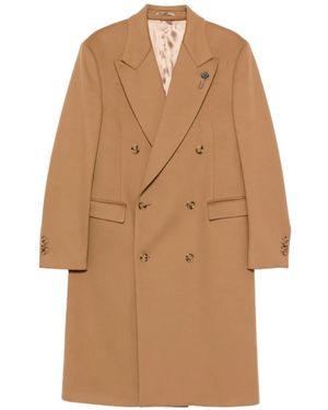 Lardini Double-Breasted Peak-Lapels Coat - Natural