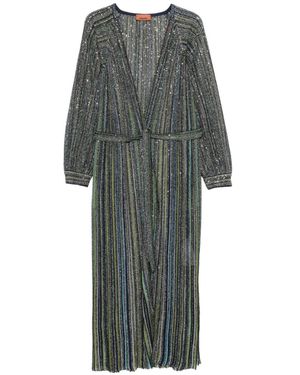 Missoni Sequin-Embellished Striped Cardigan - Grey
