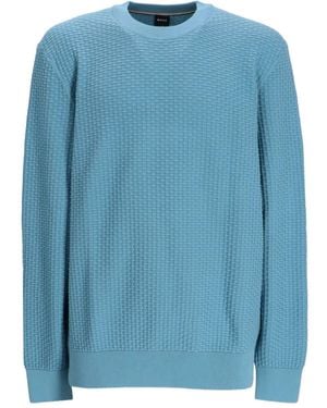 BOSS Pullover Mit Rundem Ausschnitt - Blau