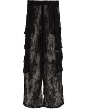 Amir Slama Pantalones De Encaje Con Volantes - Negro