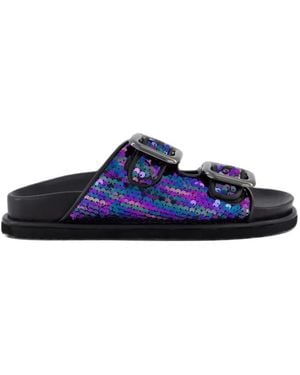 Inuovo Sequin-Embellished Buckle Sandals - Blue