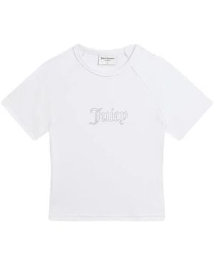 Juicy Couture Camiseta Diamante De Manga Raglán - Blanco