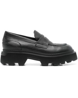 Santoni レザーローファー - ブラック