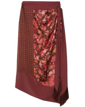 3.1 Phillip Lim Desert Floral Crystal-Embellished Midi Skirt - Red