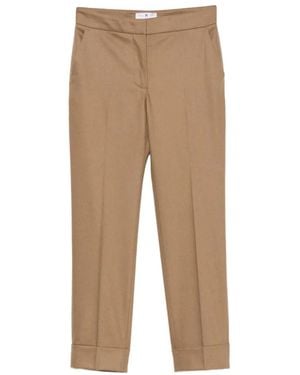 PT Torino Pressed-Crease Turn-Up Pants - Natural