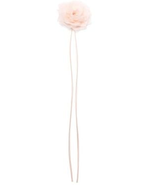 Max Mara Mxario Floral-Appliqué Brooch - White