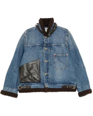 Sacai X Levi's Shearling-Trim Denim Jacket - Blue