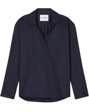 Closed Asymmetric Poplin Blouse - Blue